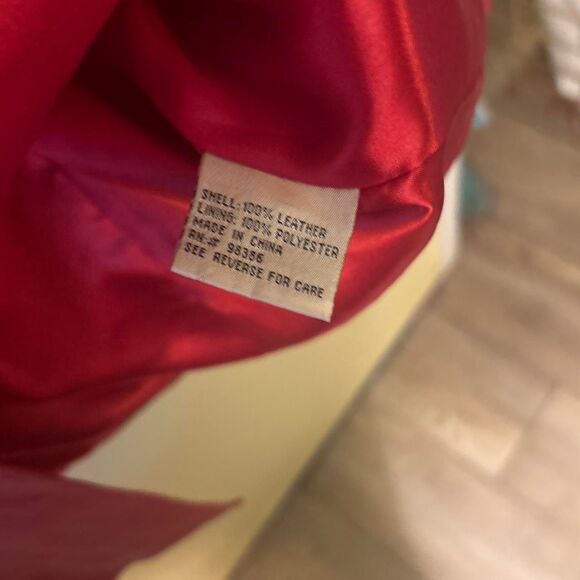 Women's Red Leather Jacket Retro Style by In Suede Size M - Picture 7 of 7